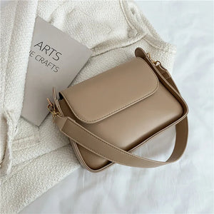 PU Leather Flap Shoulder Bag for Women Solid Handbag