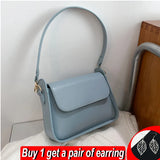 PU Leather Flap Shoulder Bag for Women Solid Handbag