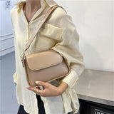 PU Leather Flap Shoulder Bag for Women Solid Handbag