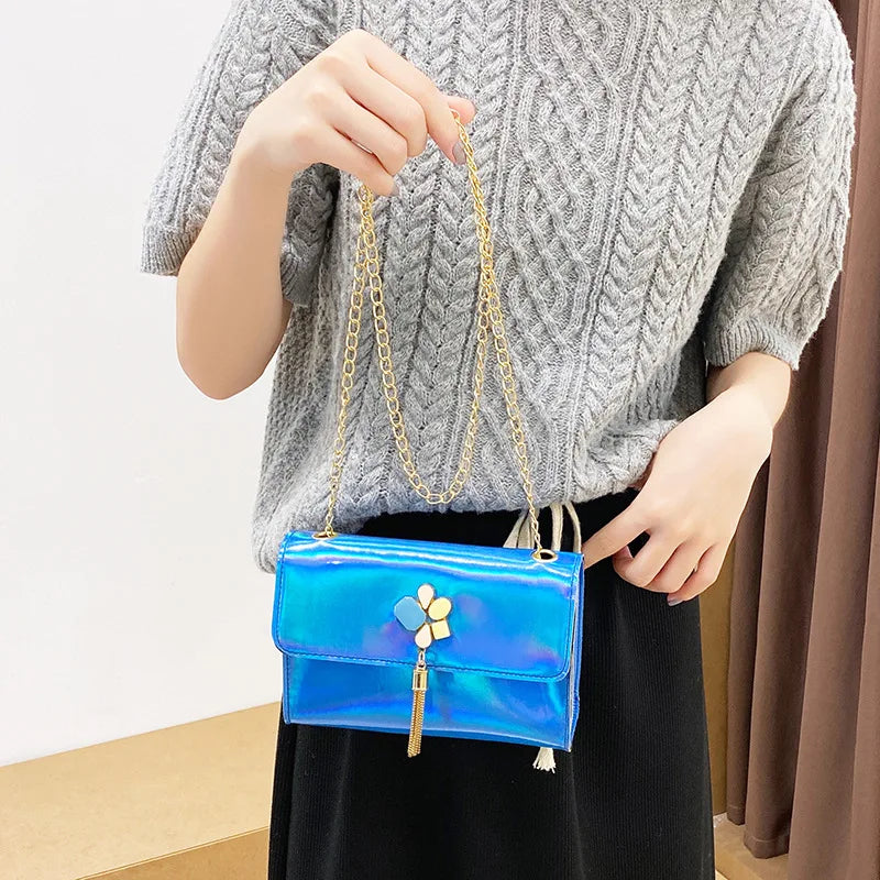 Women Laser Shoulder Bag Small Chain Strap Crossbody Messenger Bags