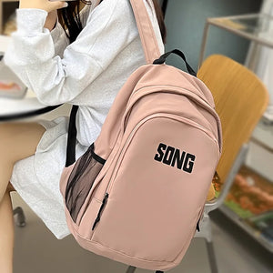 Girl Pink Waterproof Travel School Bag Lady High Capacity Backpack