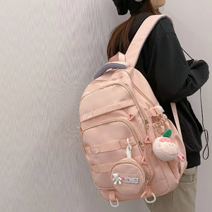 Girl Waterproof Travel Backpack Panelled Nylon Women Backpack