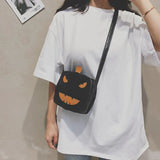 Halloween Square Pumpkin Devil Shoulder Bag Funny Cross-body Bag