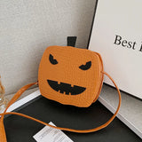 Halloween Square Pumpkin Devil Shoulder Bag Funny Cross-body Bag