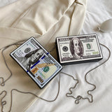 Hundred Dollar Bill Box Clutch Handbag Shoulder Bag
