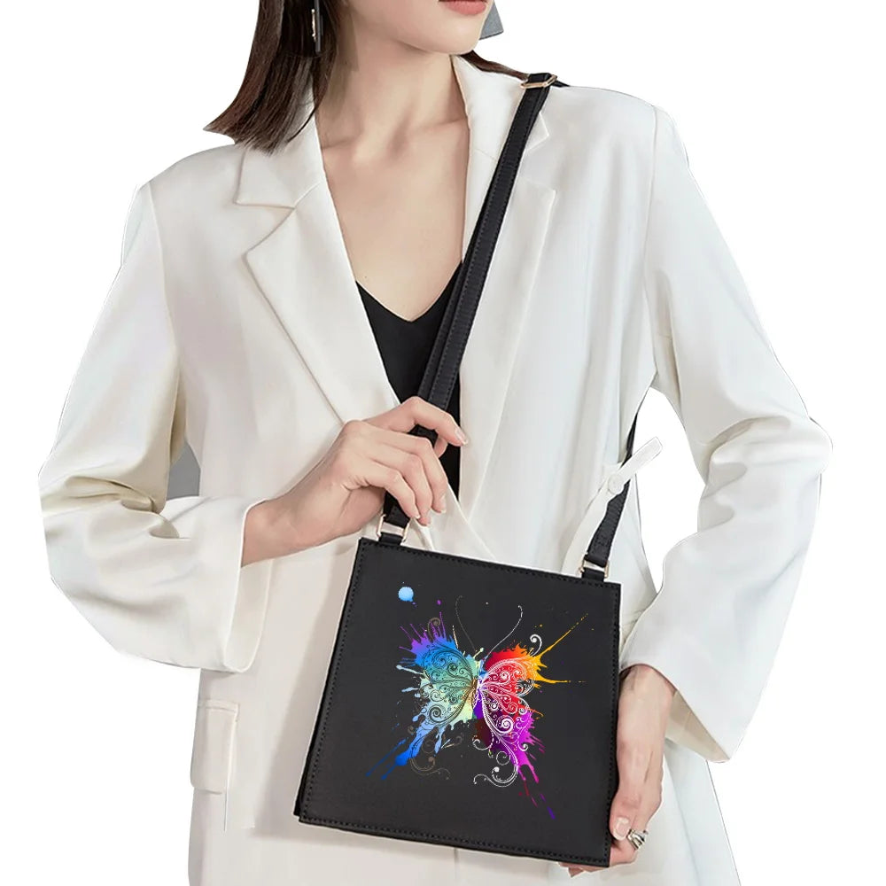 Butterfly Pattern Printed Messenger Bag Square Evening Bag