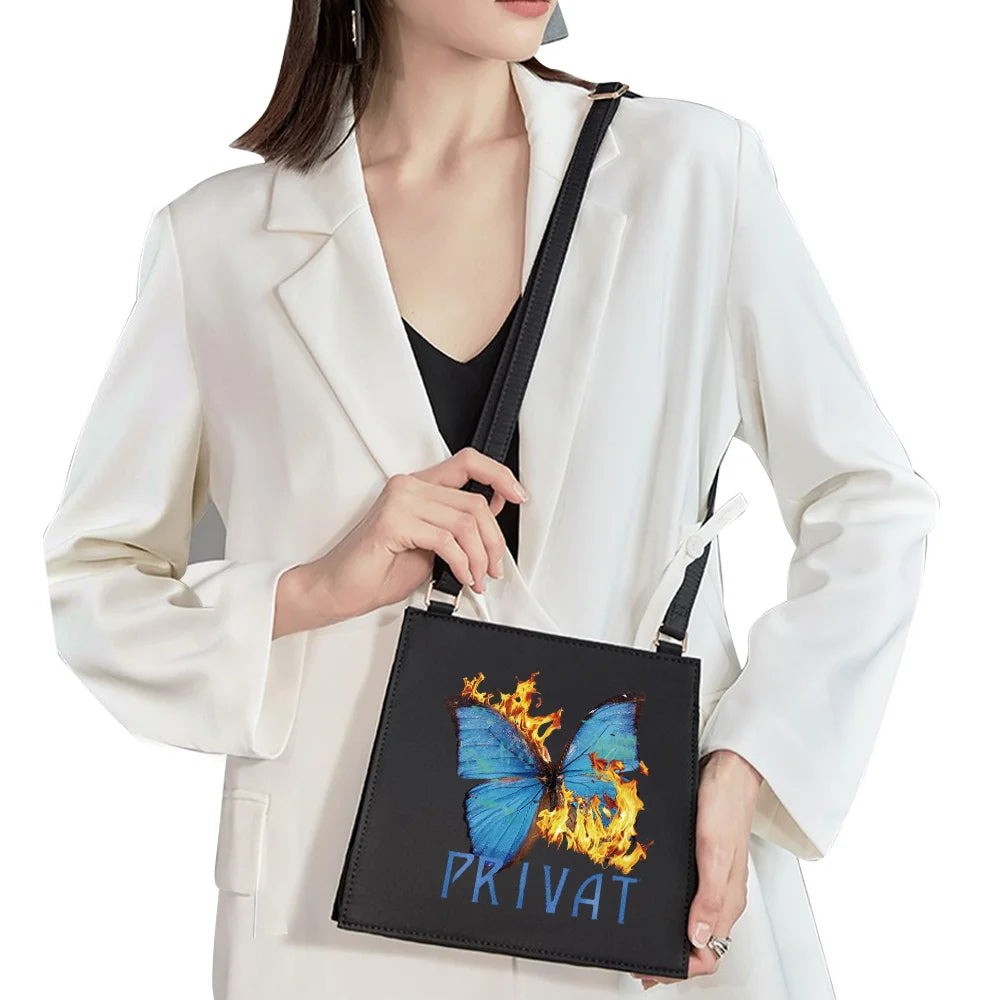 Butterfly Pattern Printed Messenger Bag Square Evening Bag