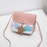 Leather Ladies Bags PU Shoulder Bag Laser Small Square Bag
