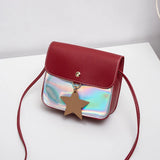 Leather Ladies Bags PU Shoulder Bag Laser Small Square Bag