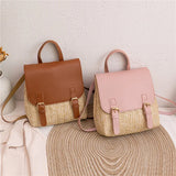 Retro Weave Handbag Women's Niche Bag Small Rattan Woven Backpack