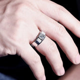 Men's Silver Ring with Moissanite Zircon Gemstone