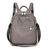 Women Waterproof Leather Zipper Backpack Casual Travel Bag