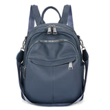 Women Waterproof Leather Zipper Backpack Casual Travel Bag