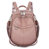 Women Waterproof Leather Zipper Backpack Casual Travel Bag
