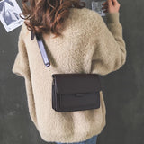 Vintage Crossbody Bag PU Leather Small Square Bag Solid Satchel Purse