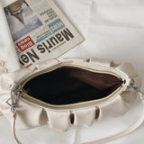 Pleated Cloud Bag Women PU Leather Underarm Bag Candy Shoulder Handbag
