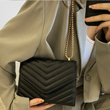 Quilted Flap Square Bag PU Leather Crossbody Satchel Handbag
