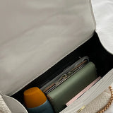 Quilted Flap Square Bag PU Leather Crossbody Satchel Handbag