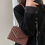 Quilted Flap Square Bag PU Leather Crossbody Satchel Handbag