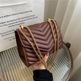 Quilted Flap Square Bag PU Leather Crossbody Satchel Handbag