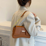 Shoulder Bag Female PU Leather Armpit Bag Chains Small Underarm Bag