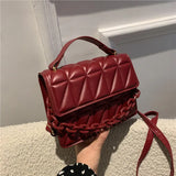 Quilted Flap Square Bag Women PU Leather Chains Crossbody Bag Brands