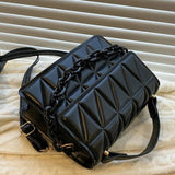 Quilted Flap Square Bag Women PU Leather Chains Crossbody Bag Brands