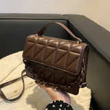 Quilted Flap Square Bag Women PU Leather Chains Crossbody Bag Brands