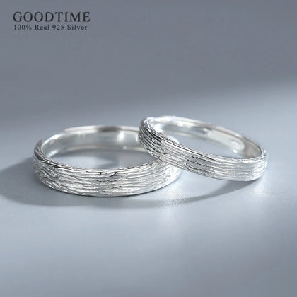 925 Sterling Silver Drawing Couple Wedding Rings Engagement Anniversary
