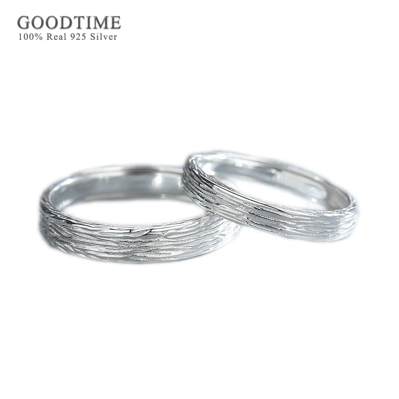 925 Sterling Silver Drawing Couple Wedding Rings Engagement Anniversary
