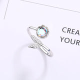 Silver Mermaid Tail Cuff Ring w/ Cubic Zirconia