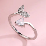 Silver Mermaid Tail Cuff Ring w/ Cubic Zirconia