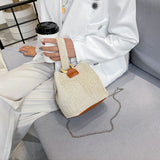 Woven Straw Bucket Bag Small Fresh Handbag Beach Bag Girl