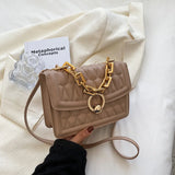 Small Shoulder Bag Chain Crossbody Plaid Pu Leather Women's Bag