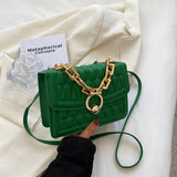 Small Shoulder Bag Chain Crossbody Plaid Pu Leather Women's Bag