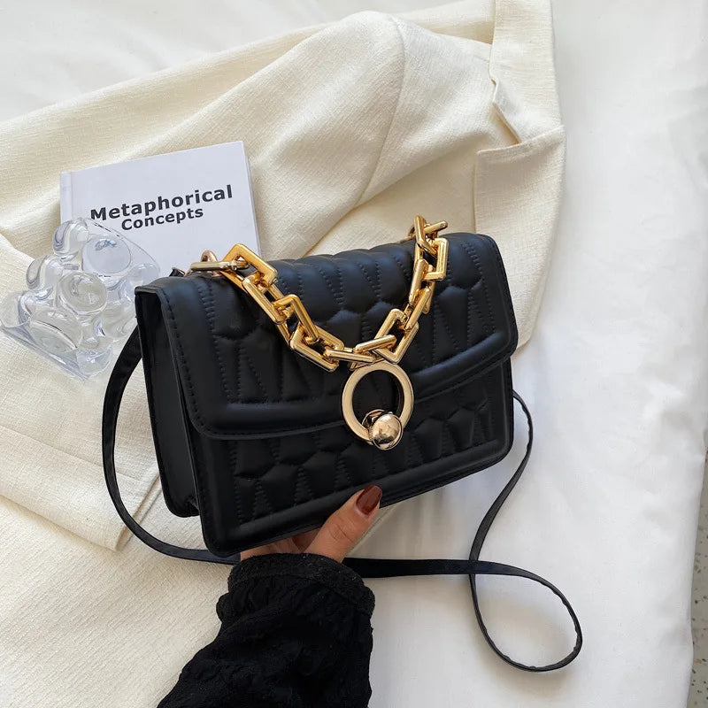 Small Shoulder Bag Chain Crossbody Plaid Pu Leather Women's Bag
