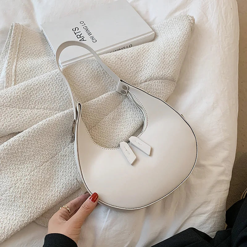 Half-moon Shoulder Bag PU Leather Crossbody Tote