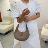 Half-moon Shoulder Bag PU Leather Crossbody Tote