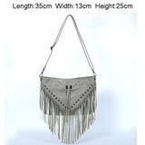 Rivet Women Messenger Bag Tassel Shoulder Bag Small Square Bag