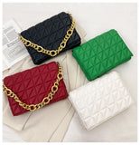 Thick Chain Shoulder Bag Solid Casual Women Leather Handbags