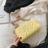 Thick Chain Shoulder Bag Solid Casual Women Leather Handbags