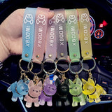Transparent Bulldog Keychain Charms Cute Animal Bag Pendant Couple Gift