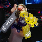 Transparent Bulldog Keychain Charms Cute Animal Bag Pendant Couple Gift