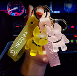 Transparent Bulldog Keychain Charms Cute Animal Bag Pendant Couple Gift