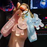 Transparent Bulldog Keychain Charms Cute Animal Bag Pendant Couple Gift