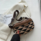 Triangle Pattern Canvas Fanny Pack Stylish Waist Bag for Women