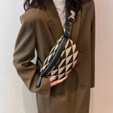 Triangle Pattern Canvas Fanny Pack Stylish Waist Bag for Women