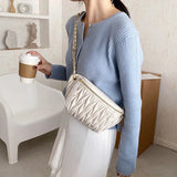 Women's Pu Leather Waist Bag Chain Crossbody Chest Hip Purse Handbag