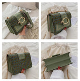 Women's Wide Strap Shoulder Bag Chain Messenger Crossbody Purse
