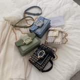 Women Wide Strap Shoulder Bags Chain Messenger Crossbody Bags